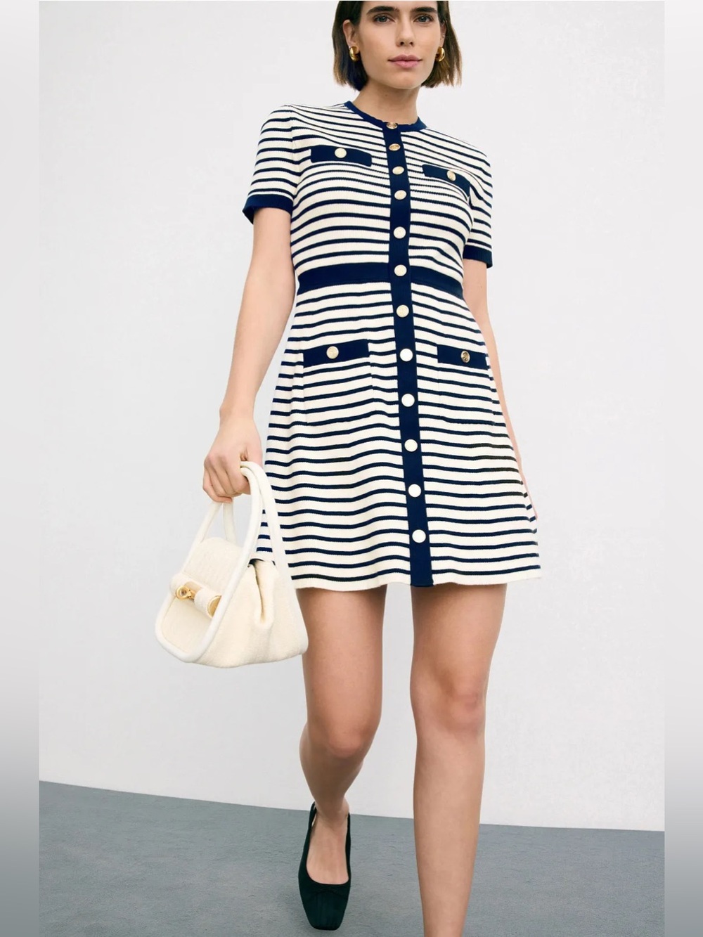 Maje Rib Knit Striped Mini Dress